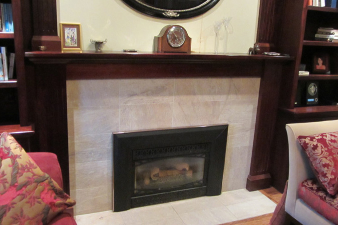 Tiled fireplace surround